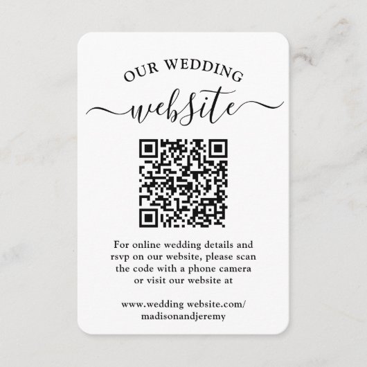 1 QRコードの結婚Webサイトエレガント写真エンクロージャ 出欠カード (正面)
