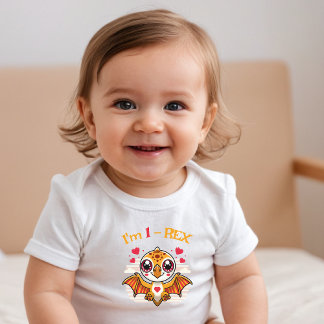 1-Rex Birthday Shirt – Custom Name Gift トドラーTシャツ