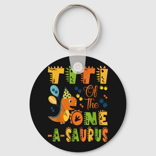 1-saurusのティティ1番目の誕生日の恐竜パー キーホルダー (正面)