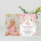 1 ST BIRTHDAY FIRST美しいフローラ招待状、私 招待状 (スタンド正面)