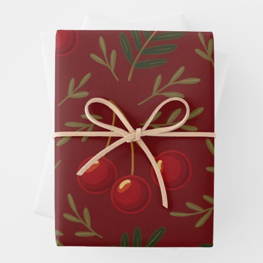 🎄 1. Sweet Cherry Holiday Charm Collection ラッピングペーパーシート (インサイチュ)