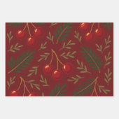 🎄 1. Sweet Cherry Holiday Charm Collection ラッピングペーパーシート (正面)