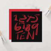 1 Thru Ten Typography In Red On Black Pattern カード (正面/裏面インサイチュ)