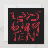 1 Thru Ten Typography In Red On Black Pattern カード (正面)
