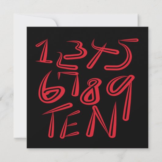 1 Thru Ten Typography In Red On Black Pattern カード (正面)