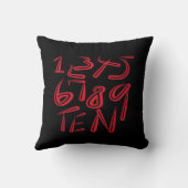 1 Thru Ten Typography In Red On Black Pattern クッション (裏面)