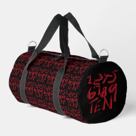 1 Thru Ten Typography In Red On Black Pattern ダッフルバッグ