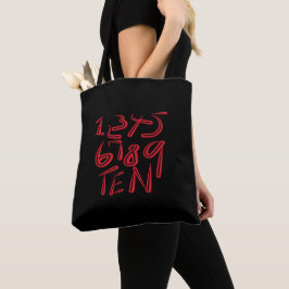 1 Thru Ten Typography In Red On Black Pattern トートバッグ