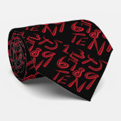 1 Thru Ten Typography In Red On Black Pattern ネクタイ (ロール)