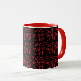 1 Thru Ten Typography In Red On Black Pattern マグカップ