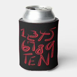 1 Thru Ten Typography In Red On Black Pattern 缶クーラー