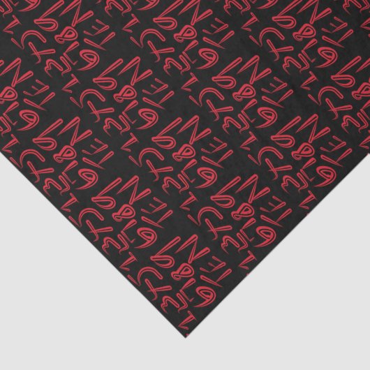 1 Thru Ten Typography In Red On Black Pattern 薄葉紙 (詳細)