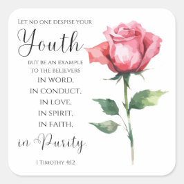 1 Timothy 4:12 – ユース・バイブル・バース・フラワー スクエアシール