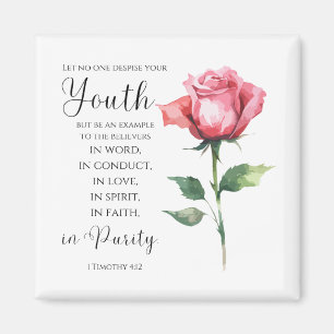 1 Timothy 4:12 – ユース・バイブル・バース・フラワー マグネット