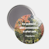 1 Timothy 6:6しかし、満足する神々は マグネット (正面/裏面)