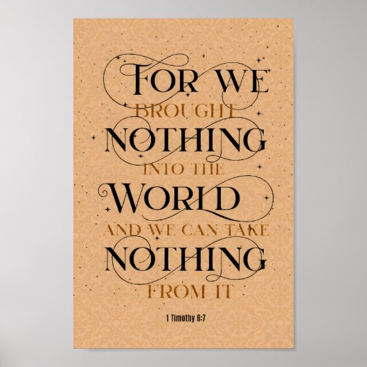 1 timothy 6:7，キリスト教の感動的聖書の節 ポスター
