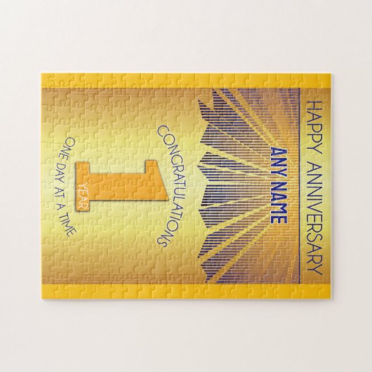 1 Year | AA 12 Step Anniversary Personalized ジグソーパズル (横)