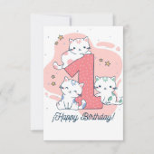 1 Year Old - Happy Birthday 招待状 (正面)