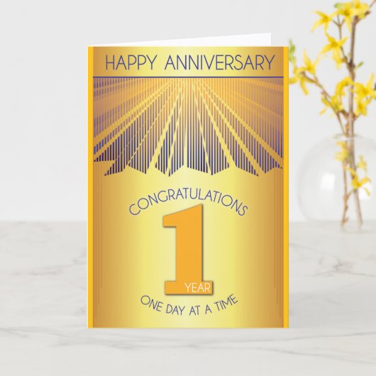 1 Year Sober Anniversary | Golden Ray 12 Step Card カード (黄色い花)