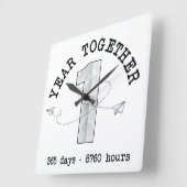1 Year Together - First Anniversary Celebration スクエア壁時計 (傾斜)