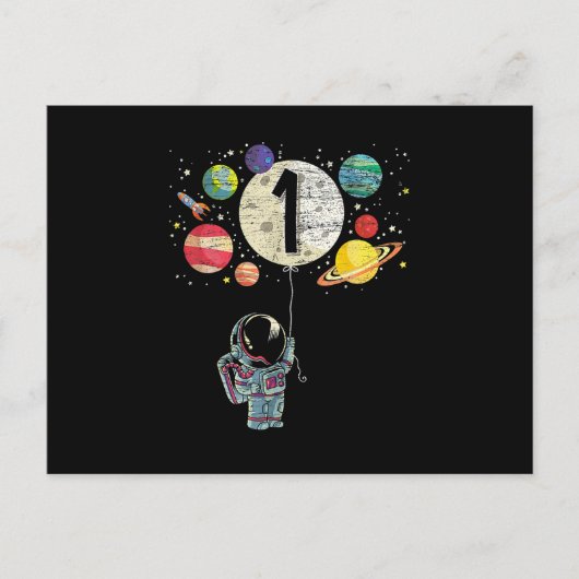 1 Years Old Birthday Boy Astronaut 1st Birthday ポストカード (正面)