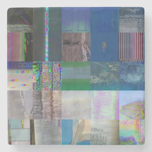 1C9984DA グリッチアート デジタル歪み Vaporwave ストーンコースター (正面)