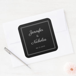 1Elegant Black And White Script Wedding スクエアシール