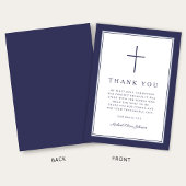 1Elegant Navy Blue Cross Boy First Communion サンキューカード