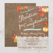 1er cumple y Bautizo, invitaciones calabazas 招待状 (正面/裏面)