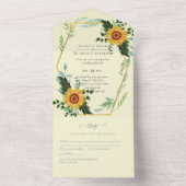 1in3 Sunflowers Greenery Wedding RSVP招待状 オールインワン招待状 (内側)