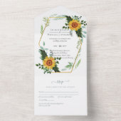 1in3 Sunflowers Greenery Wedding RSVP招待状 オールインワン招待状 (内側)