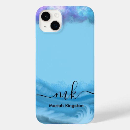 1Mariah Kingston Blue ocean  pastel text editable  Case-Mate iPhoneケース (裏面)