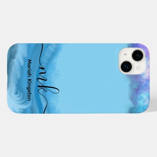 1Mariah Kingston Blue ocean pastel text editable Case-Mate iPhoneケース (裏面 (横))