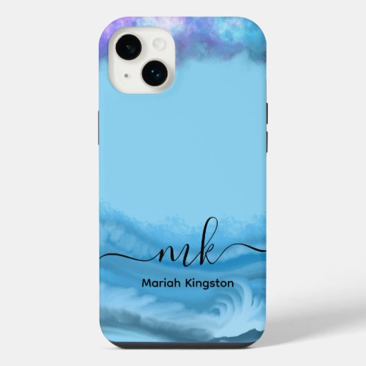 1Mariah Kingston Blue ocean pastel text editable iPhoneケース (裏面)