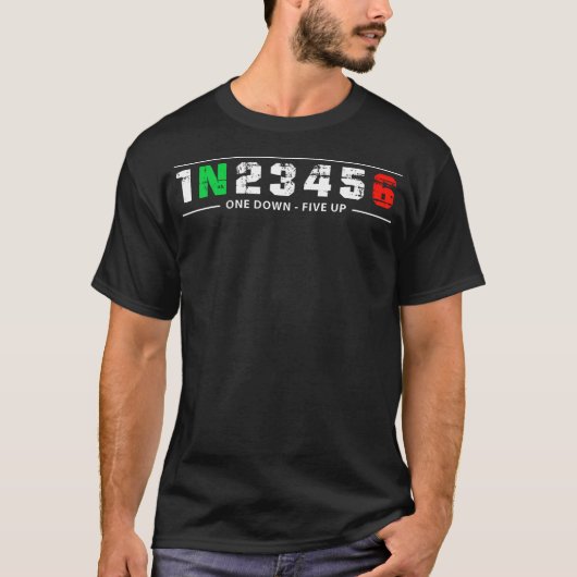 1N23456モーターサイクルシフトバイクもしくは自転車に乗る人 Tシャツ (正面)