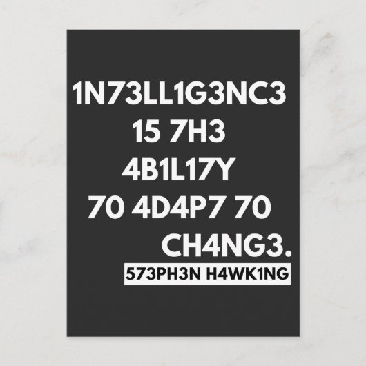 1N73LL1G3NC3 15 7H3 4B1L17Y 70 4D4P7 70 CH4NG3. シーズンポストカード (正面)