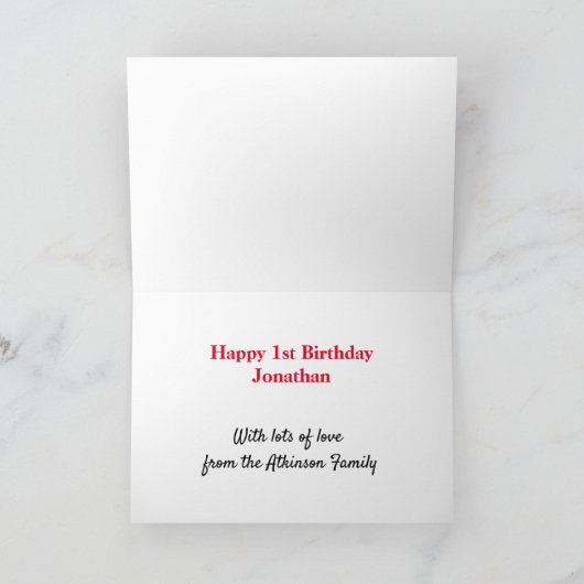 1stまたは任意の年齢のジャングル誕生日 カード (内部)