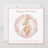1stイースターかわいいバニー孫娘ピンクのイースター カード (正面)