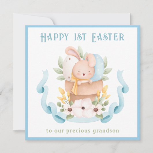 1stイースターカードバニー孫ブルーイースターカード カード (正面)