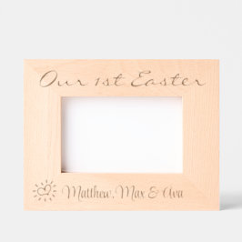1stイースター、3つ子、双子、名前、写真、6x4"、 レーザー彫刻フレーム