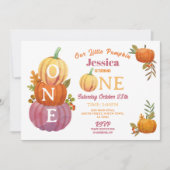1stカボチャ誕生日ハーベストパーティーピンクガールズ 招待状 (正面)