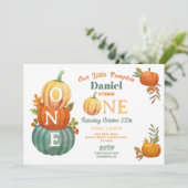 1stカボチャ誕生日ハーベストパーティーボーイズブルー 招待状 (スタンド正面)