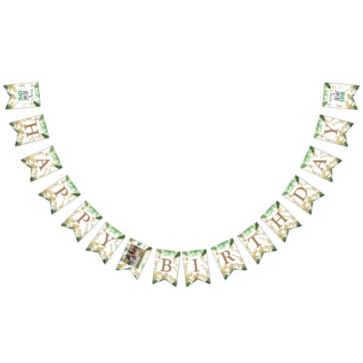 1stガールボーイサファリワンワイルド誕生日写真 バンティングフラッグ (全)