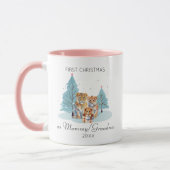 1stクリスマスとして母おばあちゃん叔母の水色ライオン マグカップ (左)