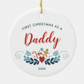 1stクリスマスアズダディパーソナライズされたクリスマスフォークアート セラミックオーナメント (裏面)