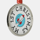 1stクリスマスキッズレトロロッケシップ家族ギフト メタルオーナメント (右)