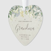 1stクリスマスグランドペアレント/任意の相対フォトハート オーナメント (正面)