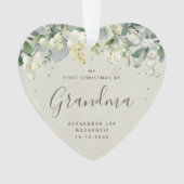 1stクリスマスグランドペアレント/任意の相対フォトハート オーナメント (正面)