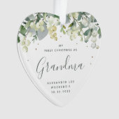 1stクリスマスグランドペアレント/任意の相対フォトハート オーナメント (正面)