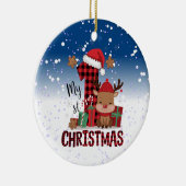 1stクリスマスサンタハットホワイトスノーベビートナカイ セラミックオーナメント (右)